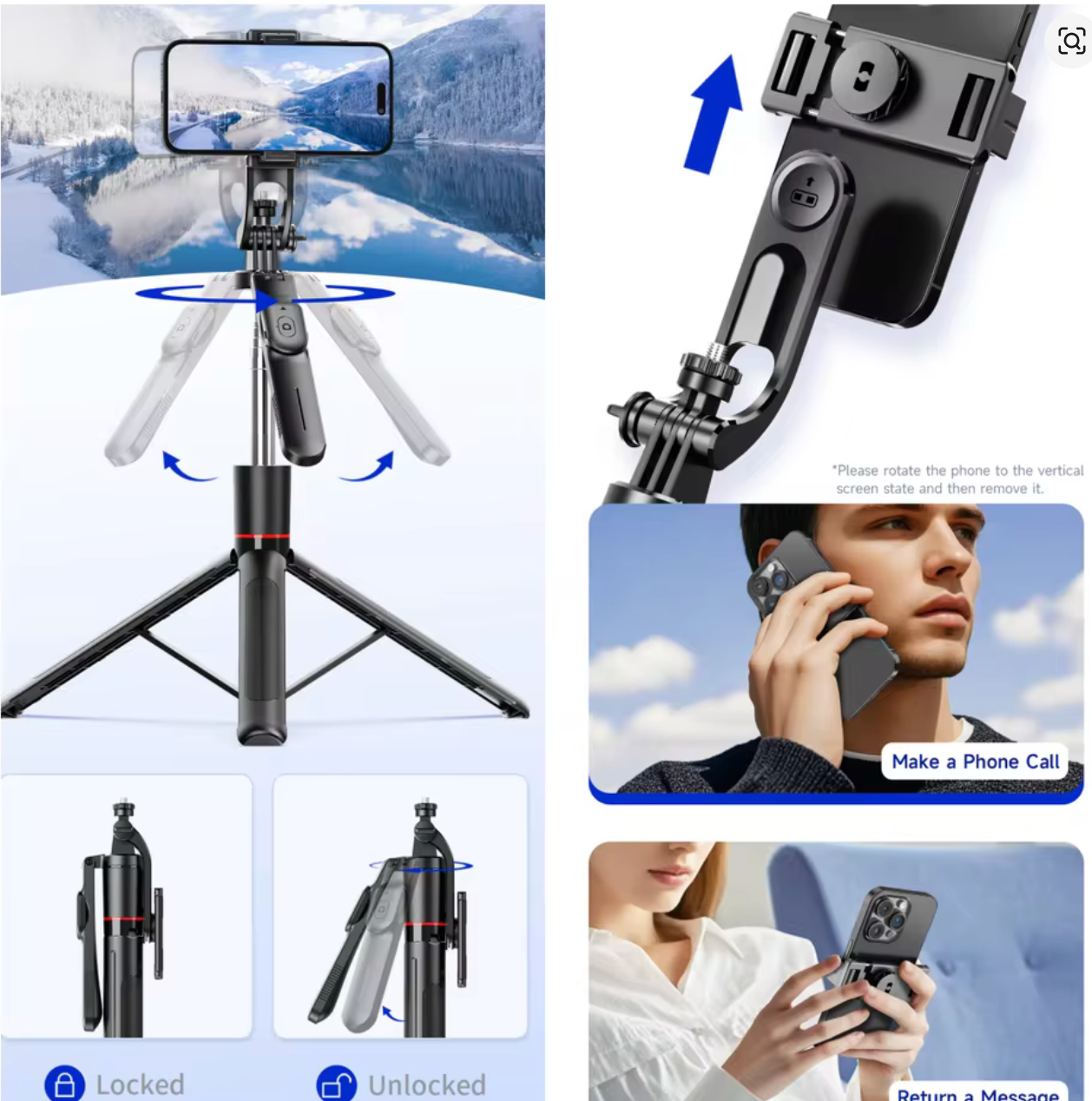 Selfie Stick Tripod 1708mm | Bluetooth Remote | Fill Light | 360° Rotation