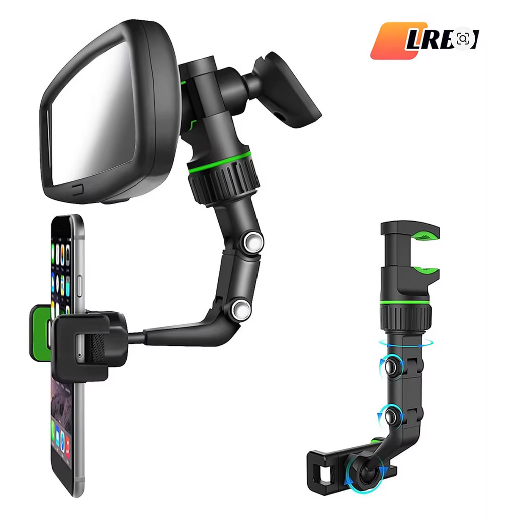 Rearview Mirror Phone Holder 360° Rotatable and Retractable Car Phone Mount Multifunctional Rear View Mirror Holder for All Car
