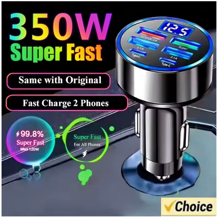 350W Car Charger USB PD QC3.0 USB C Car Phone Charger Type C Adapter for iPhone Samsung Huawei Xiaomi Quick Charge ﻿