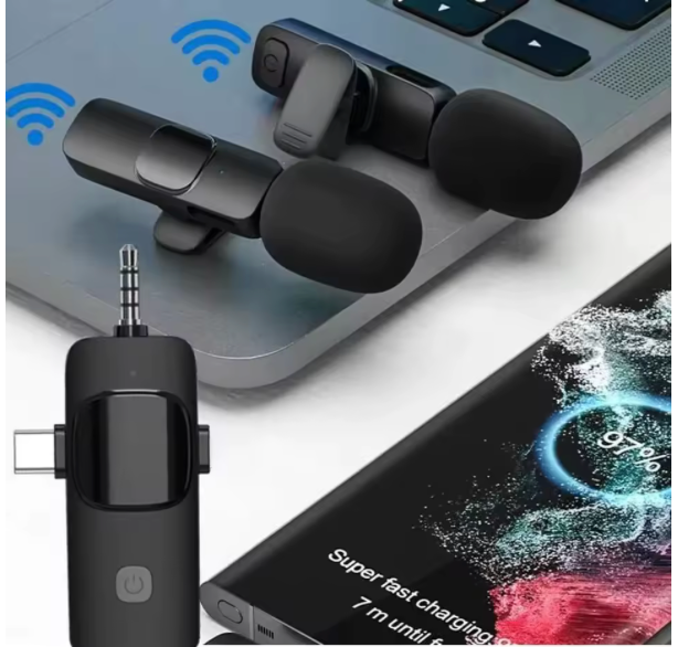 Mini Wireless Lavalier Microphone USB C Noise Cancellation Lapel Mic for iPhone 17/16/15 Video Recording Vlog